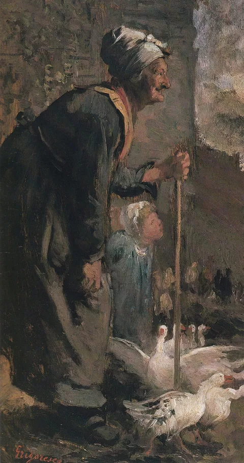 Nicolae Grigorescu, The old lady with geese