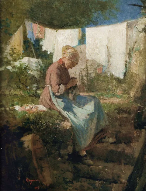 Nicolae Grigorescu, Bătrână cârpind