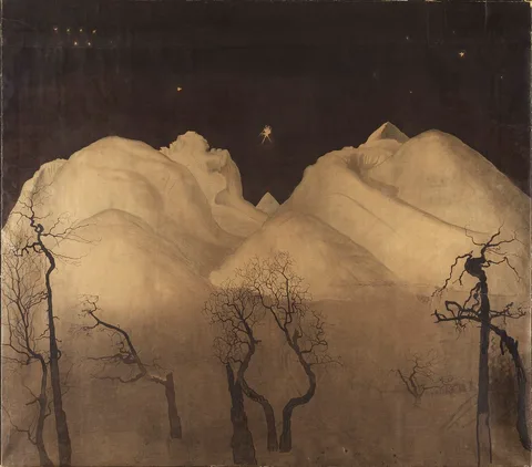 Harald Sohlberg, Winter Night in the Mountains. Study