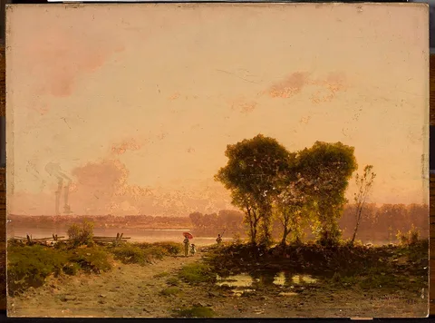 Aleksander Świeszewski, Landscape with a riverat sunset