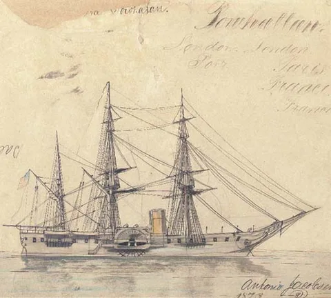 Antonio Jacobsen, Portrait of paddle frigate USS Powhatan.