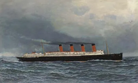 Antonio Jacobsen, The R.M.S. Lusitania under full steam