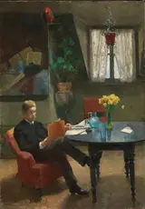 Kitty Lange Kielland, Arne Garborg visiting the Artist's Studio in Paris