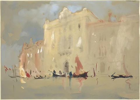 Hercules Brabazon Brabazon, Gondolas Before a Palace on the Grand Canal in Venice
