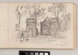 James Watterson Herald, recto: Turreted Gates, Aberbrothock, verso: sketches of heads - Leaf from Artist's Sketchbook - James Watterson Herald