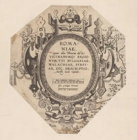 Abraham Ortelius, Romaniae, (quae olim Thracia dicta) Vicinorumque Regionum, uti Bulgariae, Walachiae, Syrfiae, etc. Descriptio