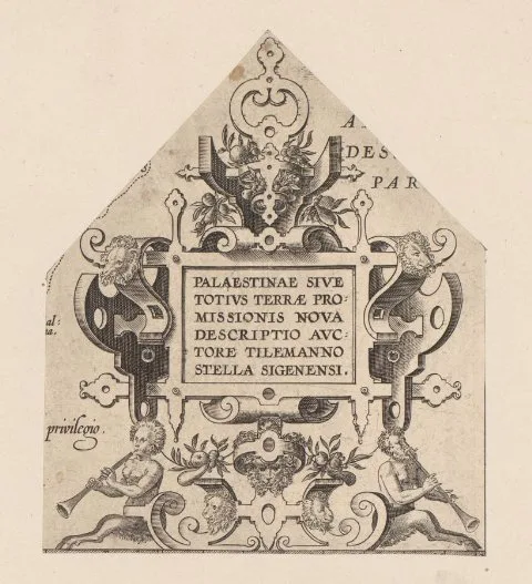 Abraham Ortelius, Vierkante cartouche met twee musicerende saters