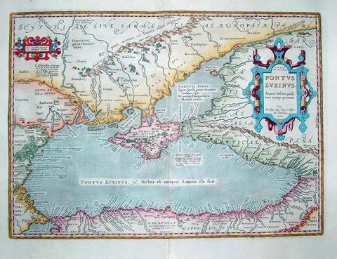 Abraham Ortelius, Map of the Black Sea and environs by Abraham Ortelius
