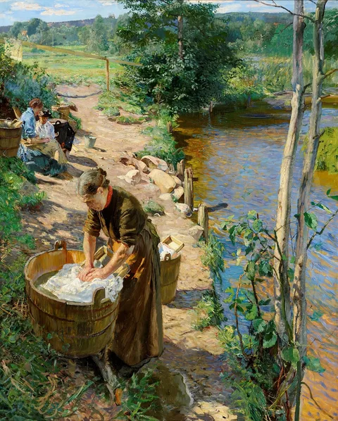 Eilif Peterssen, Vaskekoner ved elven