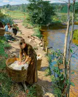 Eilif Peterssen, Vaskekoner ved elven