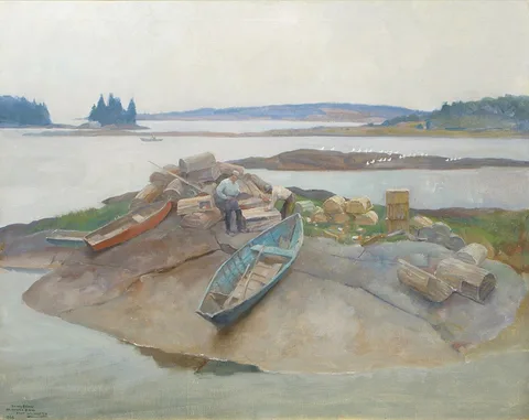 N. C. Wyeth, Mending Traps, Martinsville, Maine