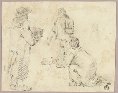 George Morland, Three Men with Dogs
