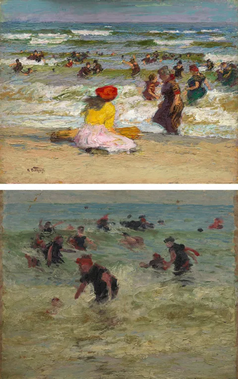 Edward Henry Potthast, In the Surf (recto); Beach Study (verso)