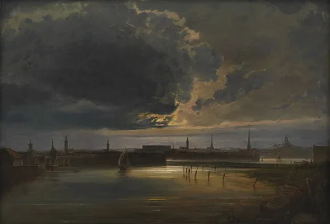Peder Balke, Moonlit View of Stockholm