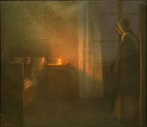 Jakub Schikaneder, By the Girl's Bed