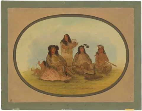 George Catlin, The Sioux Chief with Several Indians