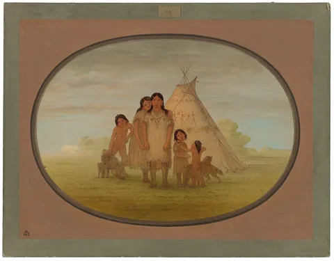 George Catlin, Camanchee Chief's Children and Wigwam