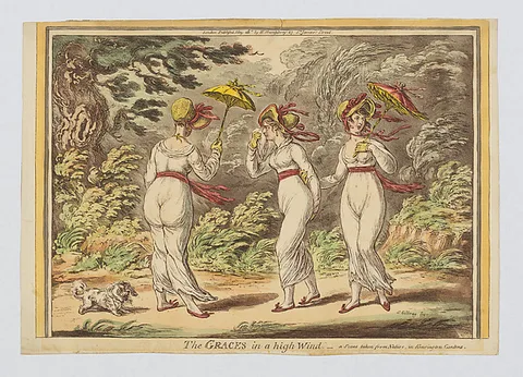 James Gillray, The Graces in a High Wind – a Scene taken from Nature in Kensington Gardens