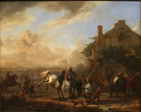 Philips Wouwerman, Horse Fair near an Inn