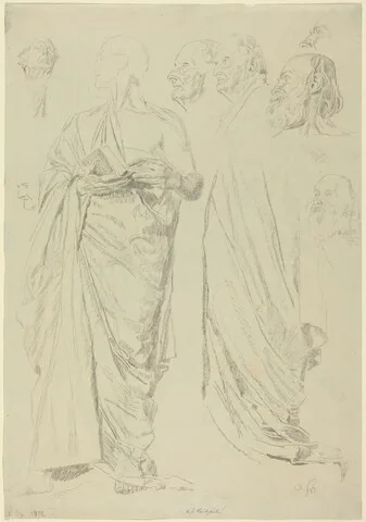 Otto Greiner, Studies of Men in Togas [recto]