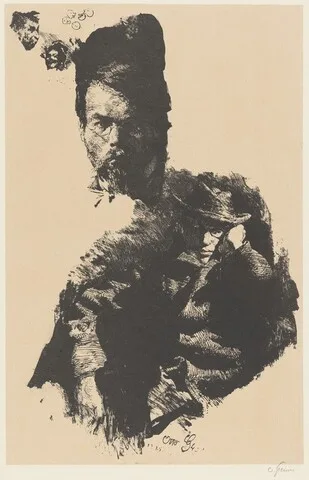 Otto Greiner, Study Sheet with Portraits of Hans Hess and Albert Klesse