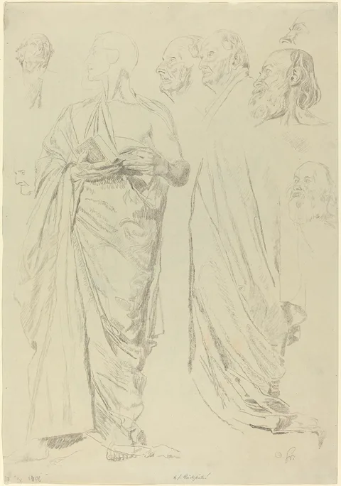 Otto Greiner, Studies of Men in Togas [recto]