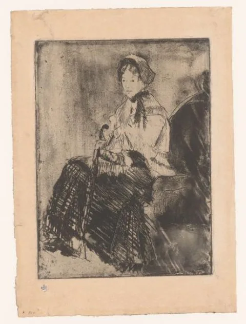 Mary Cassatt, Zittende vrouw met paraplu