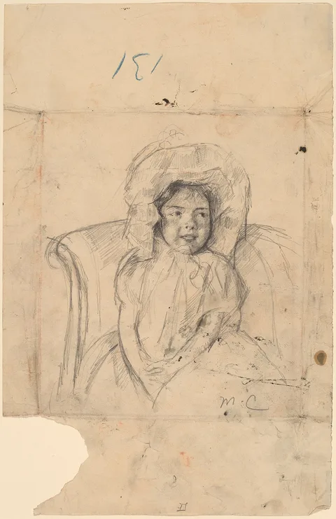 Mary Cassatt, Smiling Margot Wearing a Ruffled Bonnet