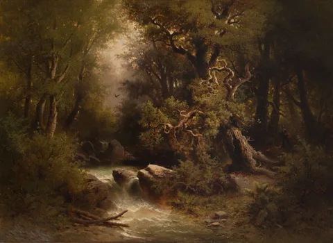 August Piepenhagen, A Brook under Deciduous Trees