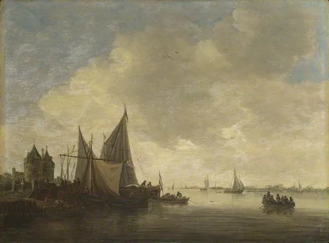Jan van Goyen, The Mouth of an Estuary with a Gateway