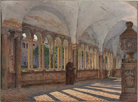 Jakob Alt, View of the Cloister of San Giovanni in Laterano, Rome