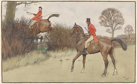 Cecil Aldin, `Ar Never Gets Off' - Hunting Scene