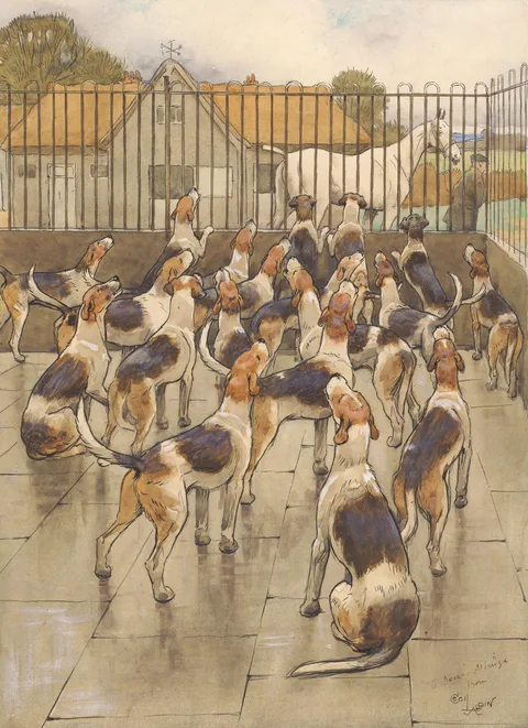 Cecil Aldin, 'The Hounds Began Suddenly to Howl in Chorus'