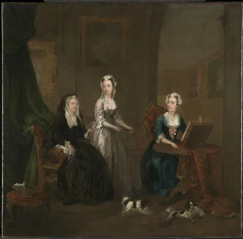 William Hogarth, Three Ladies in a Grand Interior (‘The Broken Fan’), possibly Catherine Darnley, Duchess of Buckingham with Two Ladies