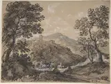 Johann Georg von Dillis, Hilly Landscape with Travellers