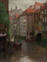Adolf Kaufmann, Boats in a Gracht