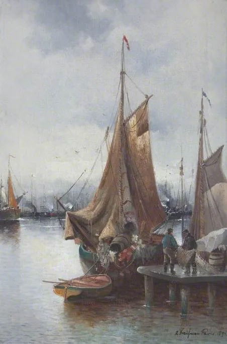 Adolf Kaufmann, Unloading a Boat at a Quayside, Paris