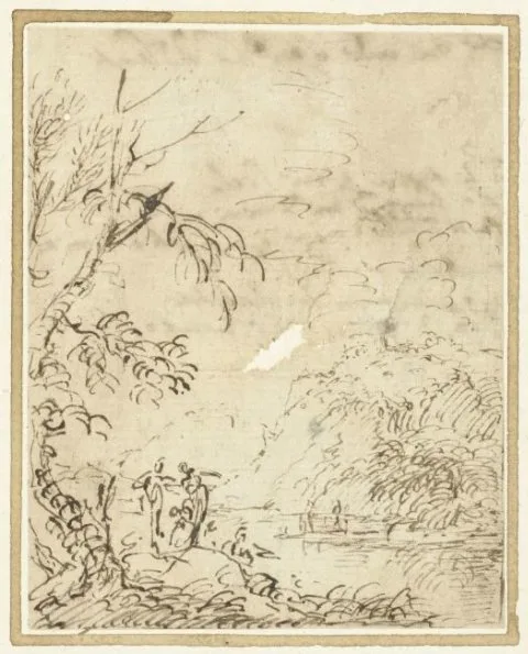 Salvator Rosa, Krijgslieden met lansen in een landschap