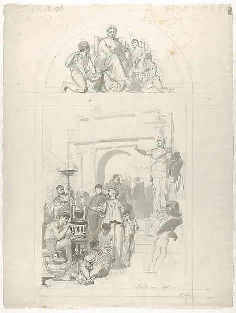 Anton von Werner, Greek Vase-Painting (Design for a Wall Decoration)