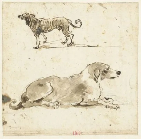 Francesco Guardi, Liggende en een lopende hond