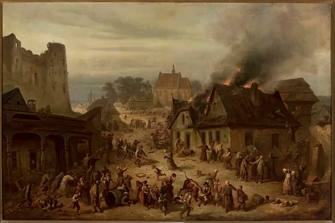 Franciszek Kostrzewski, Fire in a small town.