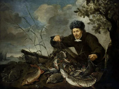 Pieter van Noort, Fisherman with his catch.
