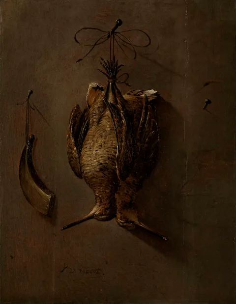 Pieter van Noort, Still life with snipes and a powder horn