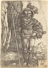 Hans Sebald Beham, Foot Soldier Standing by a Tree