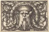 Hans Sebald Beham, Ornament Panel with a Large Bearded Mask