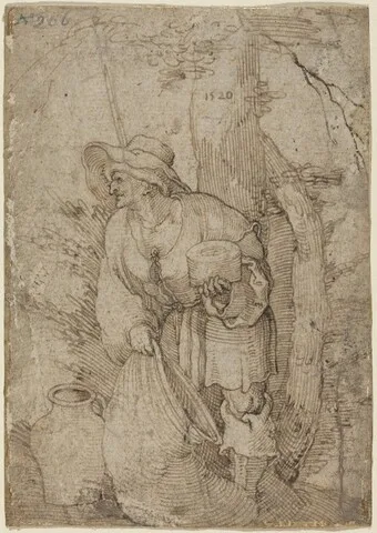 Hans Sebald Beham, Old Man Standing under Tree