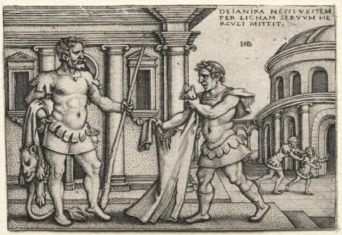 Hans Sebald Beham, The Labors of Hercules: Hercules Receiving the Garment Steeped in Nessus's Blood