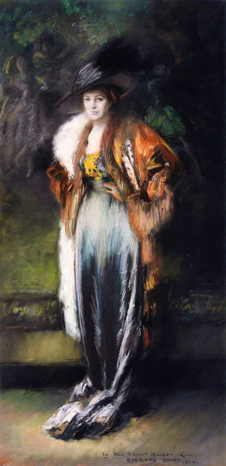 Everett Shinn, Mrs A Stewart Walker in a Fur
