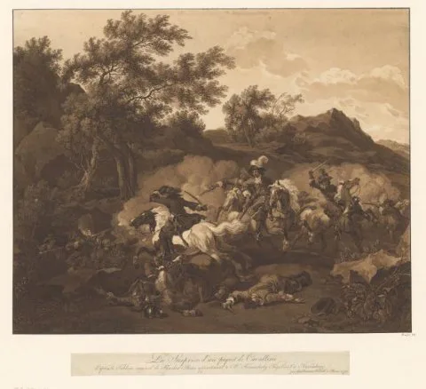 Wilhelm von Kobell, La surprise d'un piquet de Cavallerie
