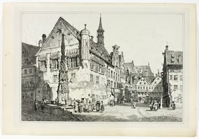 Samuel Prout, Rath Haus, Ulm, from Facsimiles of Sketches made in Flanders and Germany